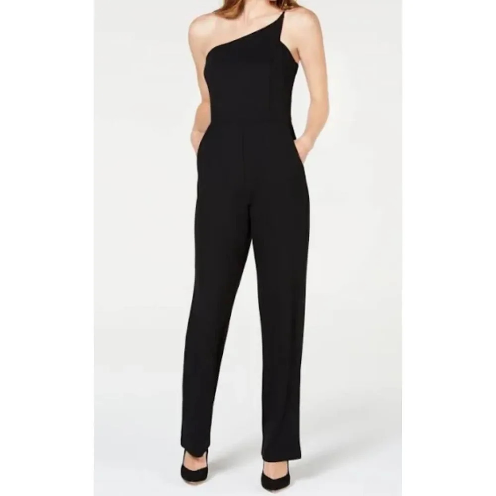 teeze me  One-Shoulder‎ Black Jumpsuit Evening Formal Cocktail Party  Size 1/2